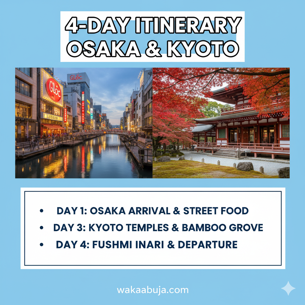 4-day itinerary for Osaka and Kyoto